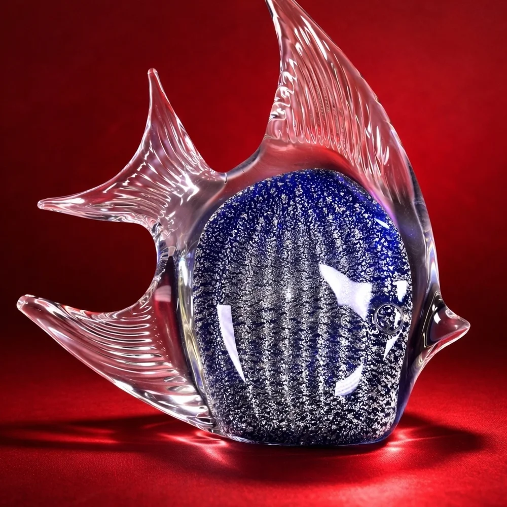 Blue and Clear Glass Fish Figurine